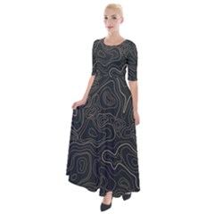 Damask Seamless Pattern Half Sleeves Maxi Dress by BangZart