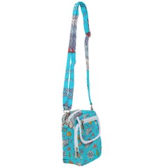 Colored Sketched Sea Elements Pattern Background Sea Life Animals Illustration Shoulder Strap Belt Bag by BangZart