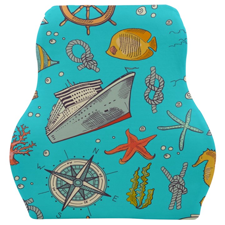 Colored sketched sea elements pattern background sea life animals illustration Car Seat Velour Cushion 