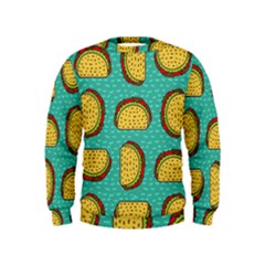 Taco Drawing Background Mexican Fast Food Pattern Kids  Sweatshirt