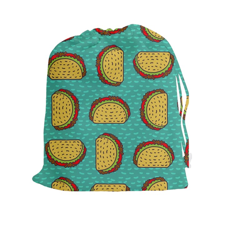 Taco drawing background mexican fast food pattern Drawstring Pouch (2XL)