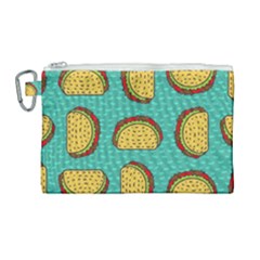 Taco Drawing Background Mexican Fast Food Pattern Canvas Cosmetic Bag (large)