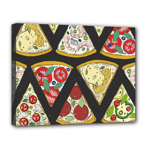 Vector Seamless Pattern With Italian Pizza Top View Canvas 14  X 11  (stretched) by BangZart