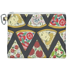 Vector Seamless Pattern With Italian Pizza Top View Canvas Cosmetic Bag (xxl)