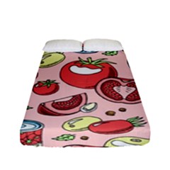 Tomato seamless pattern juicy tomatoes food sauce ketchup soup paste with fresh red vegetables Fitted Sheet (Full/ Double Size)