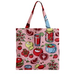 Tomato Seamless Pattern Juicy Tomatoes Food Sauce Ketchup Soup Paste With Fresh Red Vegetables Zipper Grocery Tote Bag