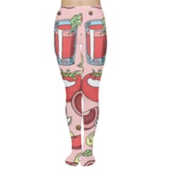 Tomato Seamless Pattern Juicy Tomatoes Food Sauce Ketchup Soup Paste With Fresh Red Vegetables Tights by BangZart