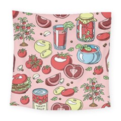 Tomato Seamless Pattern Juicy Tomatoes Food Sauce Ketchup Soup Paste With Fresh Red Vegetables Square Tapestry (large)