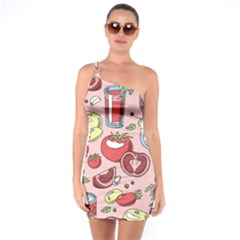 Tomato Seamless Pattern Juicy Tomatoes Food Sauce Ketchup Soup Paste With Fresh Red Vegetables One Soulder Bodycon Dress by BangZart