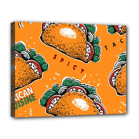 Seamless Pattern With Taco Canvas 14  X 11  (stretched) by BangZart