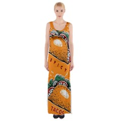 Seamless Pattern With Taco Thigh Split Maxi Dress