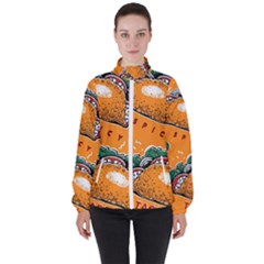 Seamless Pattern With Taco Women s High Neck Windbreaker