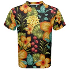 Fabulous Colorful Floral Seamless Men s Cotton Tee