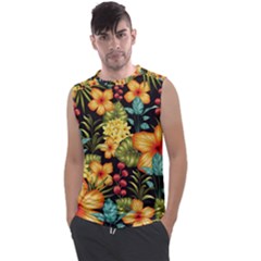 Fabulous Colorful Floral Seamless Men s Regular Tank Top