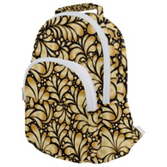 Damask Teardrop Gold Ornament Seamless Pattern Rounded Multi Pocket Backpack