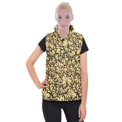 Damask Teardrop Gold Ornament Seamless Pattern Women s Button Up Vest