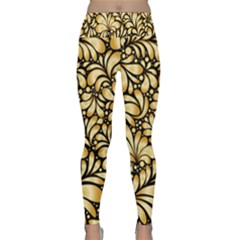 Damask Teardrop Gold Ornament Seamless Pattern Lightweight Velour Classic Yoga Leggings by BangZart