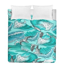 Sea Waves Seamless Pattern Duvet Cover Double Side (full/ Double Size)