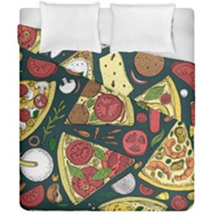 Vector Seamless Pizza Slice Pattern Hand Drawn Pizza Illustration Great Background Duvet Cover Double Side (california King Size)