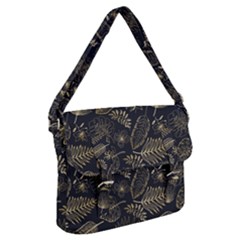 Elegant Pattern With Golden Tropical Leaves Buckle Messenger Bag