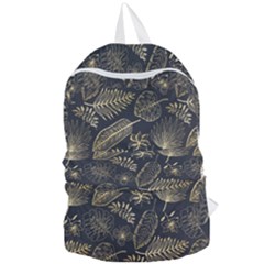Elegant Pattern With Golden Tropical Leaves Foldable Lightweight Backpack