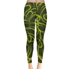 Green abstract stippled repetitive fashion seamless pattern Leggings 