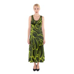 Green abstract stippled repetitive fashion seamless pattern Sleeveless Maxi Dress