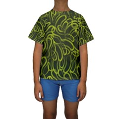 Green abstract stippled repetitive fashion seamless pattern Kids  Short Sleeve Swimwear