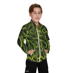 Green abstract stippled repetitive fashion seamless pattern Kids  Windbreaker