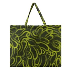 Green abstract stippled repetitive fashion seamless pattern Zipper Large Tote Bag