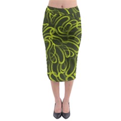 Green Abstract Stippled Repetitive Fashion Seamless Pattern Midi Pencil Skirt