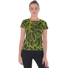 Green abstract stippled repetitive fashion seamless pattern Short Sleeve Sports Top 