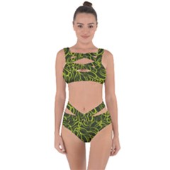 Green abstract stippled repetitive fashion seamless pattern Bandaged Up Bikini Set 