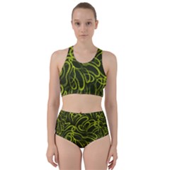 Green abstract stippled repetitive fashion seamless pattern Racer Back Bikini Set