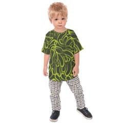 Green abstract stippled repetitive fashion seamless pattern Kids  Raglan Tee