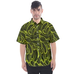 Green abstract stippled repetitive fashion seamless pattern Men s Short Sleeve Shirt