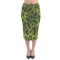 Green Abstract Stippled Repetitive Fashion Seamless Pattern Velvet Midi Pencil Skirt by BangZart