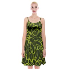 Green Abstract Stippled Repetitive Fashion Seamless Pattern Spaghetti Strap Velvet Dress by BangZart