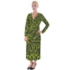 Green abstract stippled repetitive fashion seamless pattern Velvet Maxi Wrap Dress