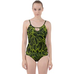 Green abstract stippled repetitive fashion seamless pattern Cut Out Top Tankini Set