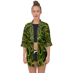 Green abstract stippled repetitive fashion seamless pattern Open Front Chiffon Kimono