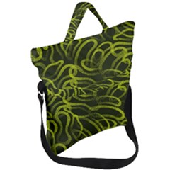 Green Abstract Stippled Repetitive Fashion Seamless Pattern Fold Over Handle Tote Bag by BangZart