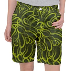 Green abstract stippled repetitive fashion seamless pattern Pocket Shorts