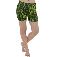 Green abstract stippled repetitive fashion seamless pattern Lightweight Velour Yoga Shorts