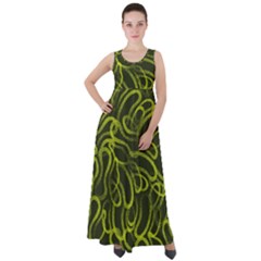 Green abstract stippled repetitive fashion seamless pattern Empire Waist Velour Maxi Dress