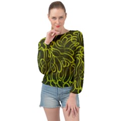 Green abstract stippled repetitive fashion seamless pattern Banded Bottom Chiffon Top