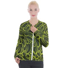 Green abstract stippled repetitive fashion seamless pattern Casual Zip Up Jacket