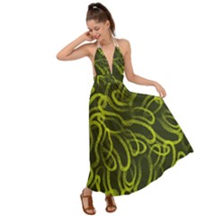 Green Abstract Stippled Repetitive Fashion Seamless Pattern Backless Maxi Beach Dress by BangZart