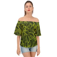 Green abstract stippled repetitive fashion seamless pattern Off Shoulder Short Sleeve Top