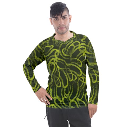 Green Abstract Stippled Repetitive Fashion Seamless Pattern Men s Pique Long Sleeve Tee by BangZart